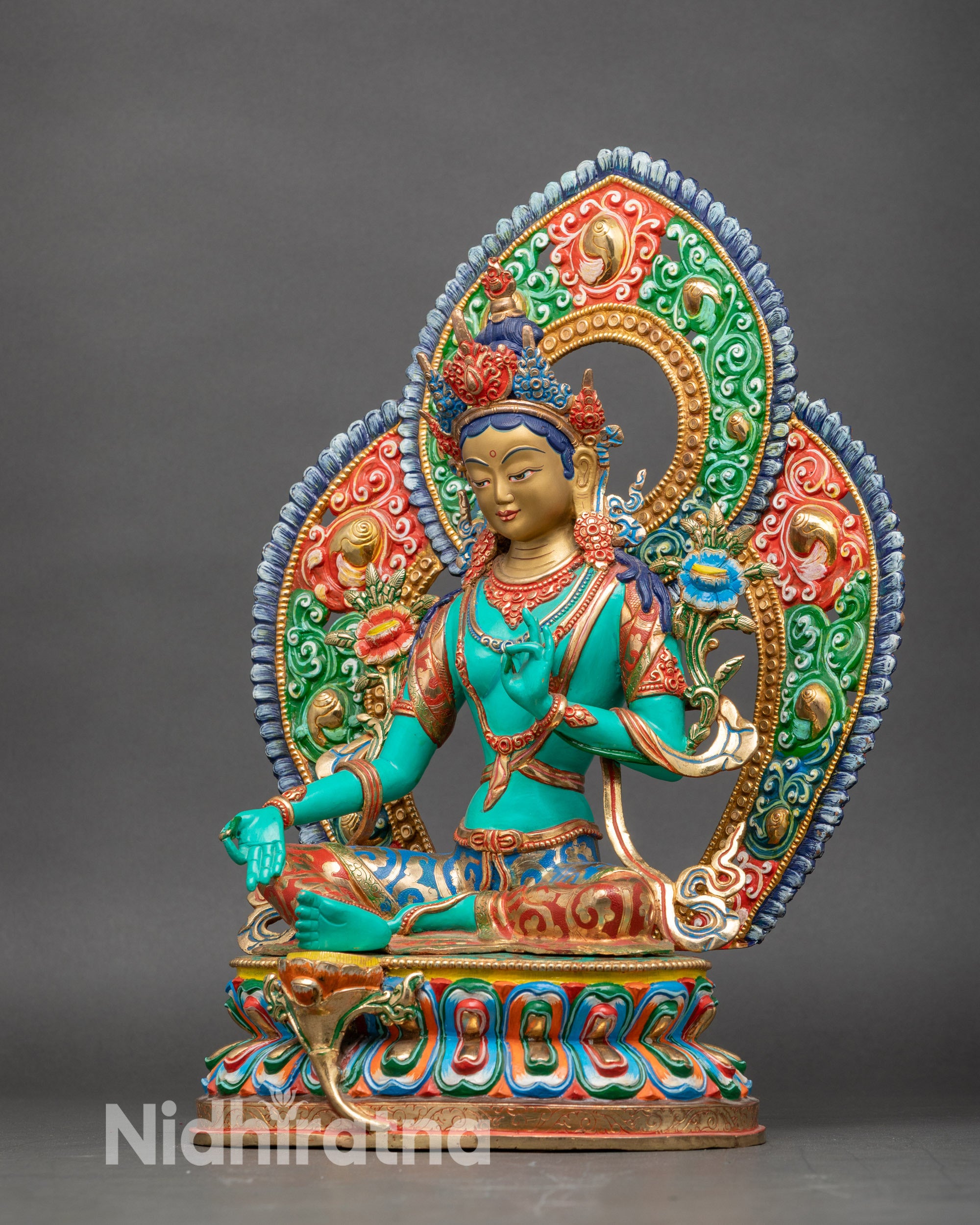 Handcrafted Green Tara Statue – Goddess of Compassion and Protection