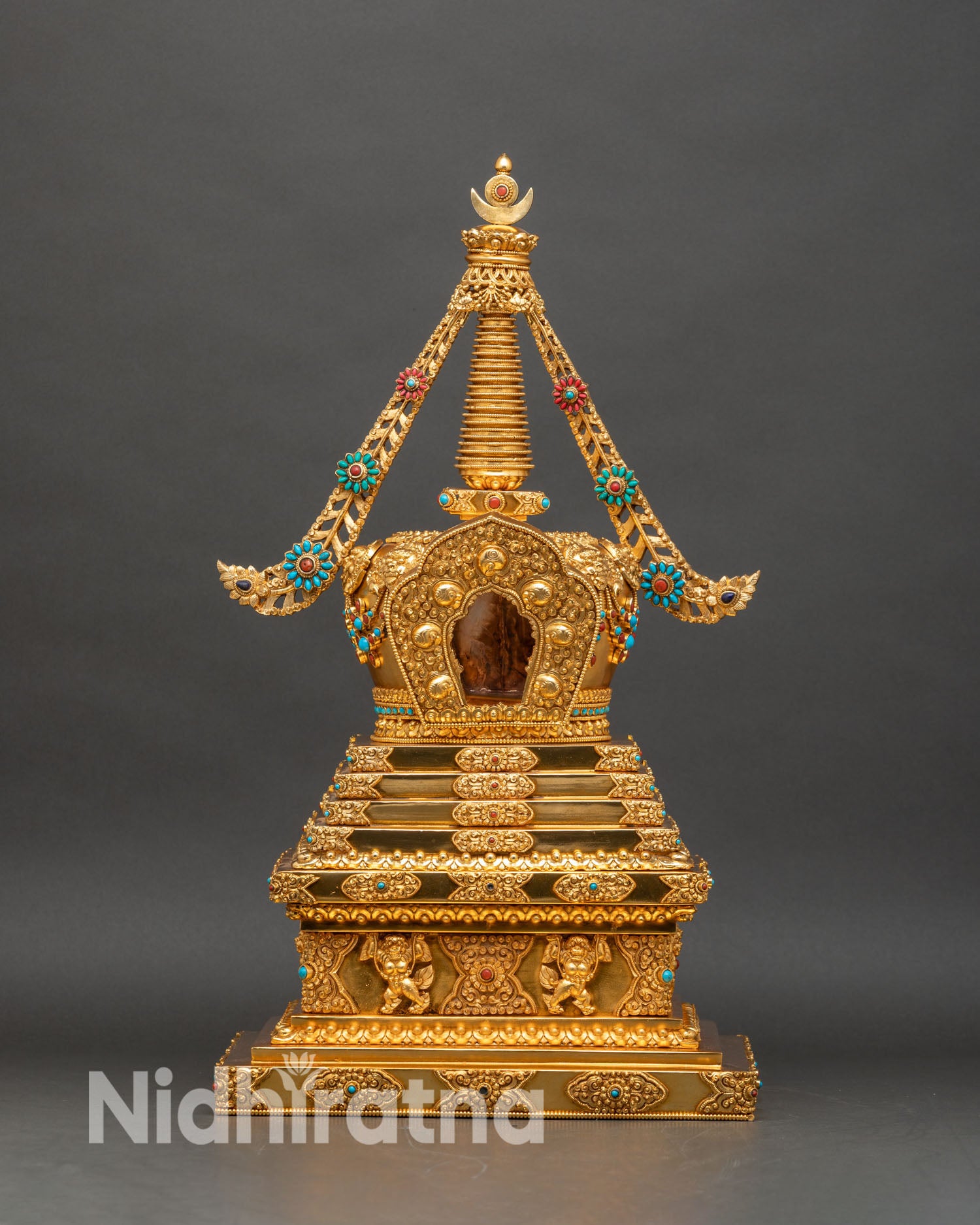 Copper Tibetan Stupa | Buddhist Shrine From Nepal
