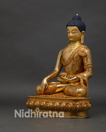 Buddha Shakyamuni Statue - Handmade Gold Meditation Buddha