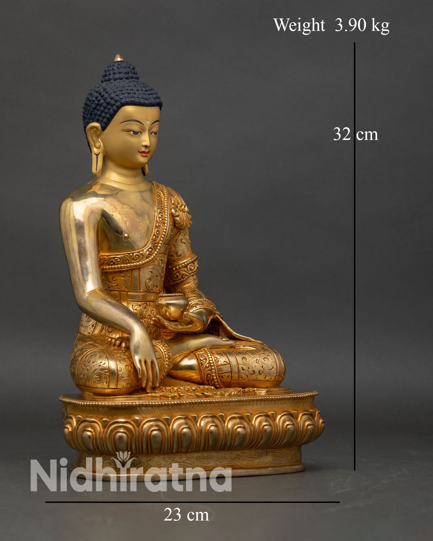 Buddha Shakyamuni Statue - Handmade Gold Meditation Buddha