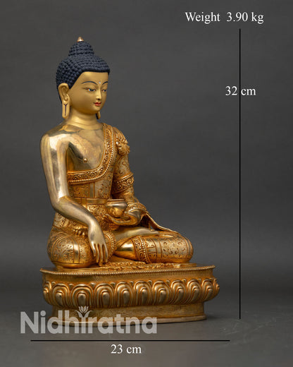 Buddha Shakyamuni Statue - Handmade Gold Meditation Buddha
