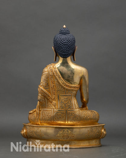 Buddha Shakyamuni Statue - Handmade Gold Meditation Buddha