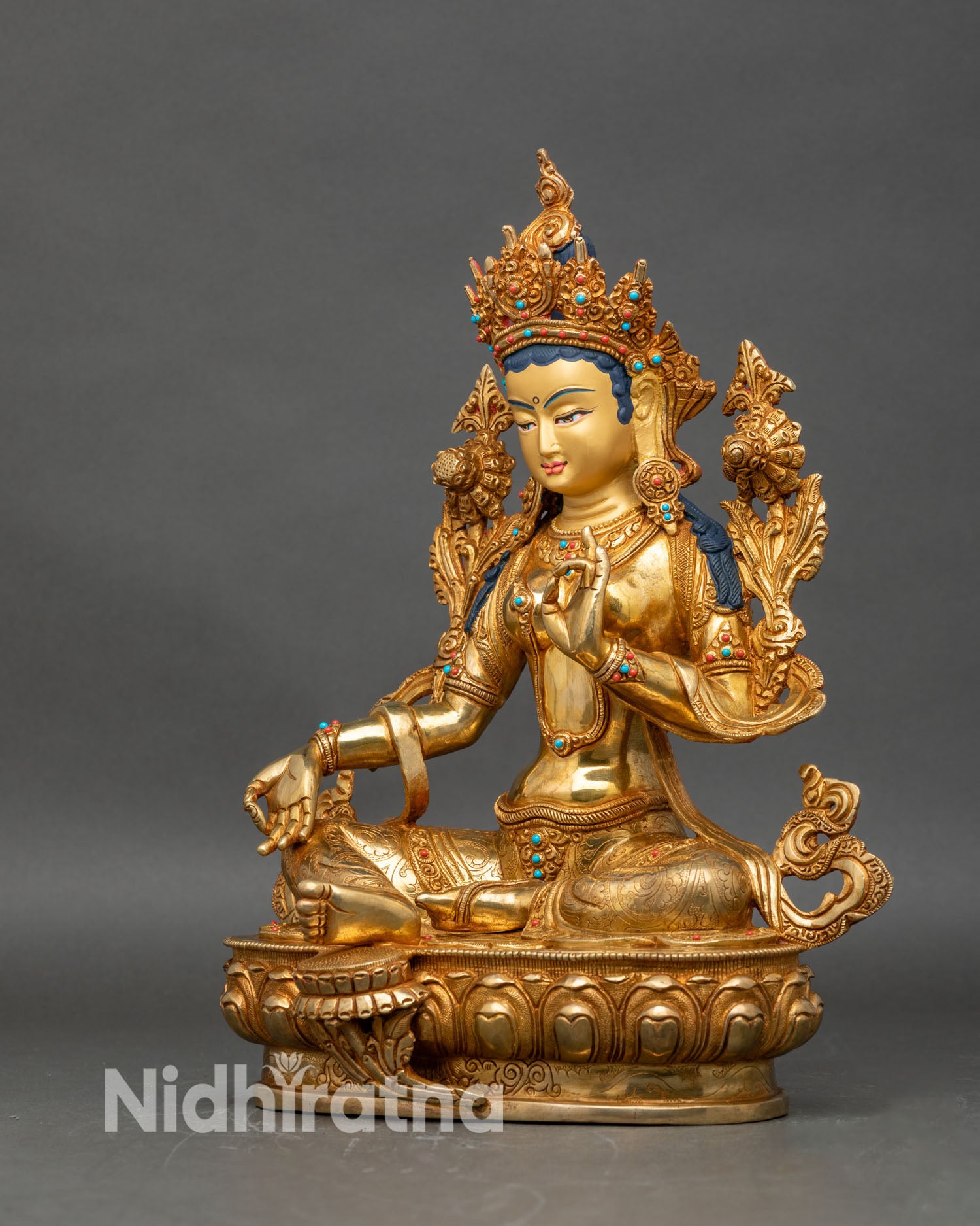 Green Tara Statue | Handcrafted Nepalese Copper Sculpture