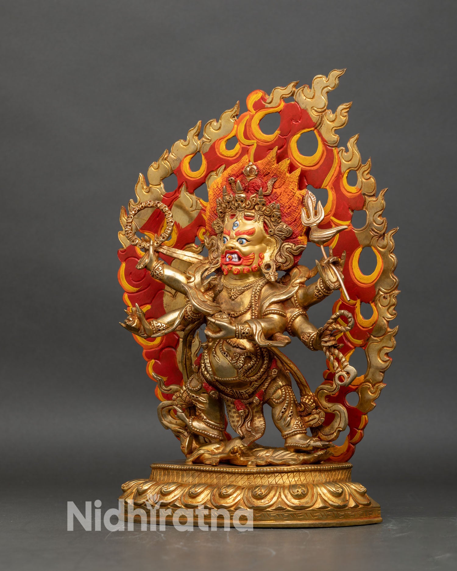 Six Armed Mahakala Copper Statue | Fierce Protector of Dharma