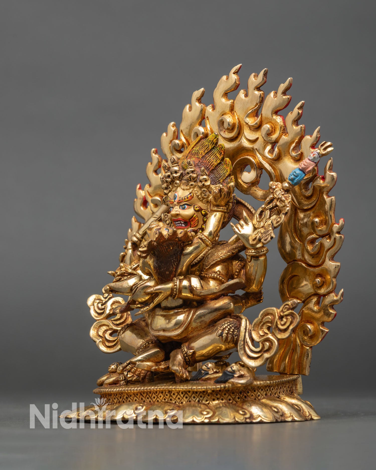 Four-Armed Mahakala Statue | Buddhist Protector Deity Art