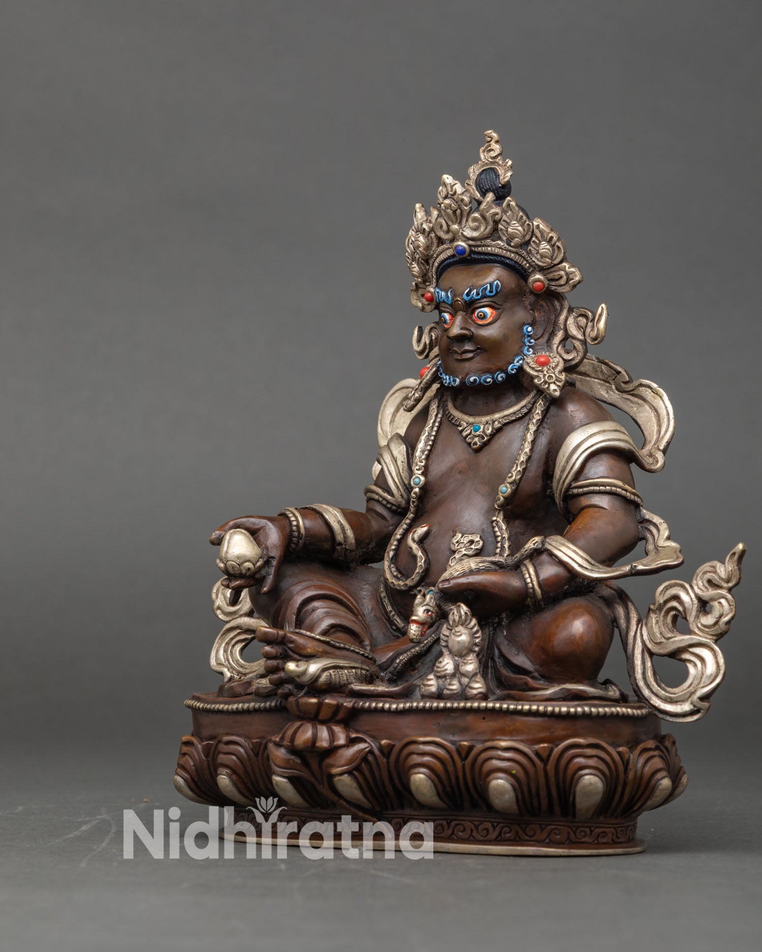 Handmade Dzambhala | Oxidized Silver-Plated Copper Sculpture