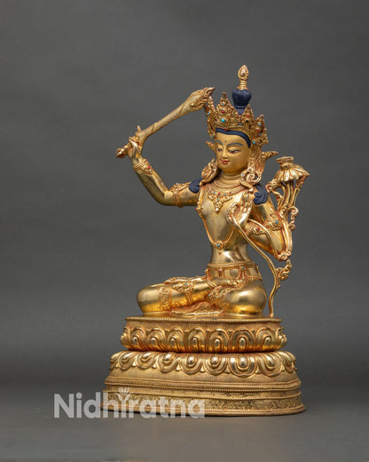 Manjushri Statue | 24K Gold Copper Artwork