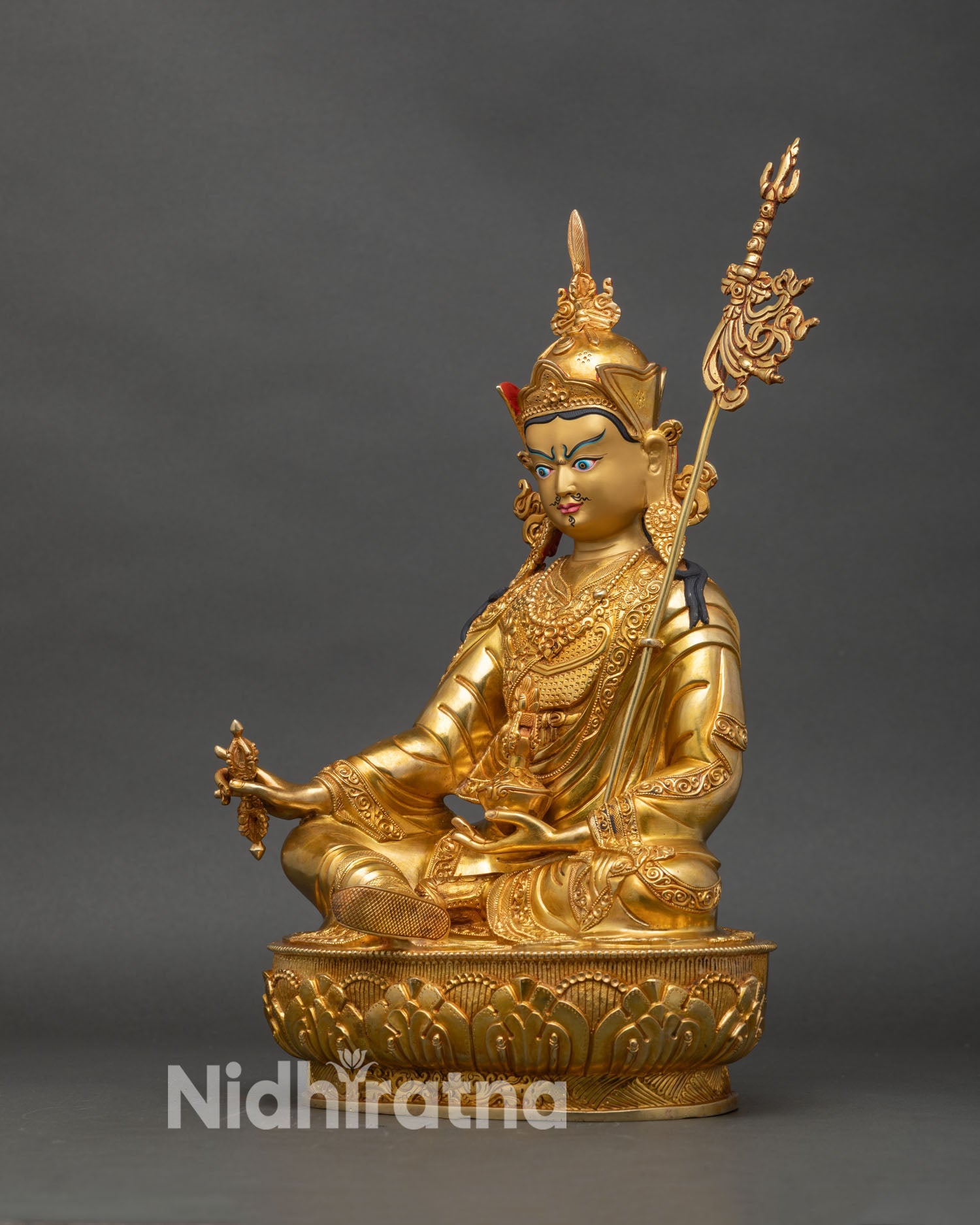 Guru Rinpoche Statue | Gold-Gilded Copper Buddhist Art