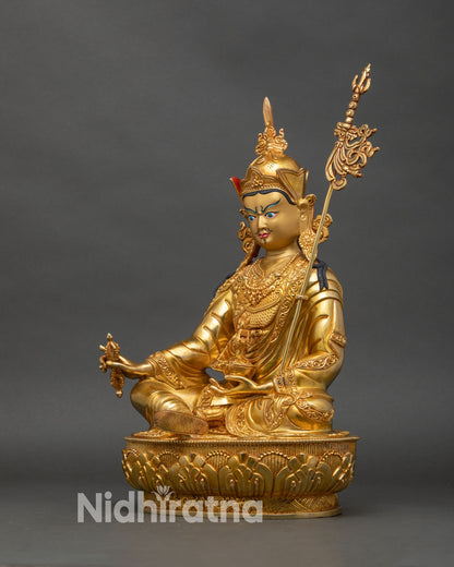Guru Rinpoche Statue | Gold-Gilded Copper Buddhist Art