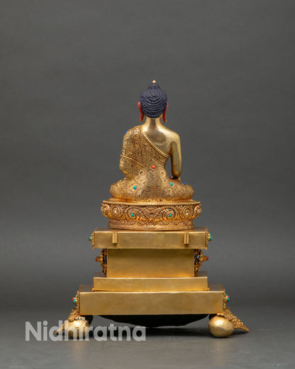 Shakyamuni Buddha Statue with Throne | Handcrafted in Nepal