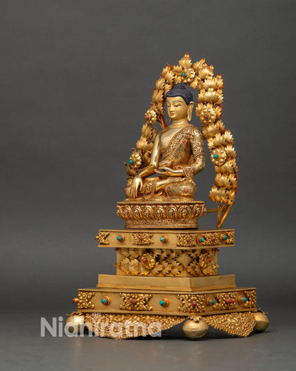 Shakyamuni Buddha Statue with Throne | Handcrafted in Nepal