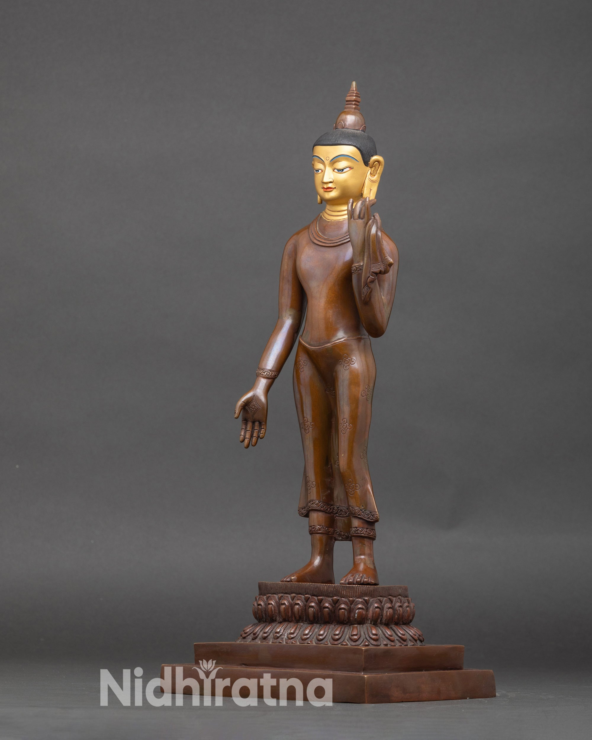 Standing Maitreya Buddha Sculpture | Handcrafted Spiritual Decor