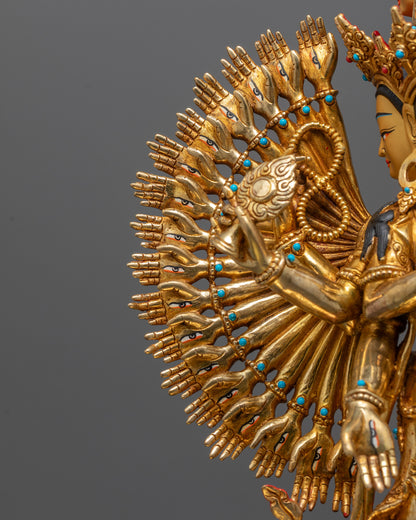 Hand-Carved 1000-Armed Chenrezig Statue | Avalokiteshvara Deity