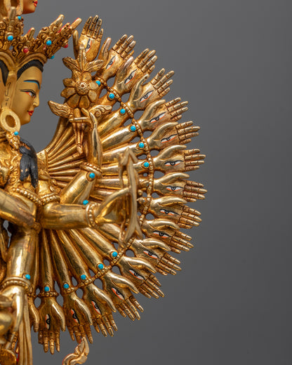 Hand-Carved 1000-Armed Chenrezig Statue | Avalokiteshvara Deity