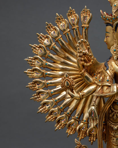 Tibetan 1000-Armed Chenrezig Statue | Buddhist Altar Decor
