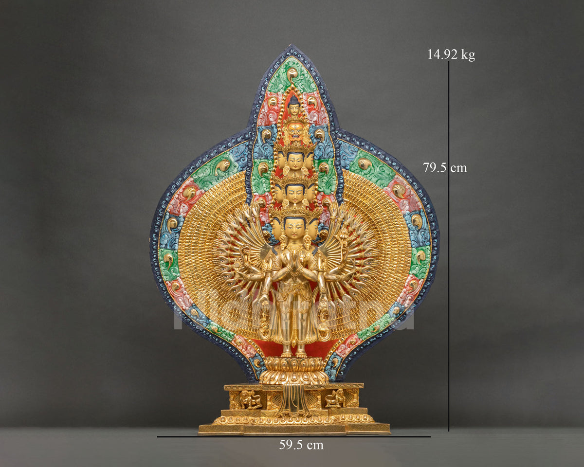 Vivid Thousand-Armed Chenrezig Statue | Life-Sized Buddhist Altarpiece