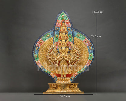Vivid Thousand-Armed Chenrezig Statue | Life-Sized Buddhist Altarpiece