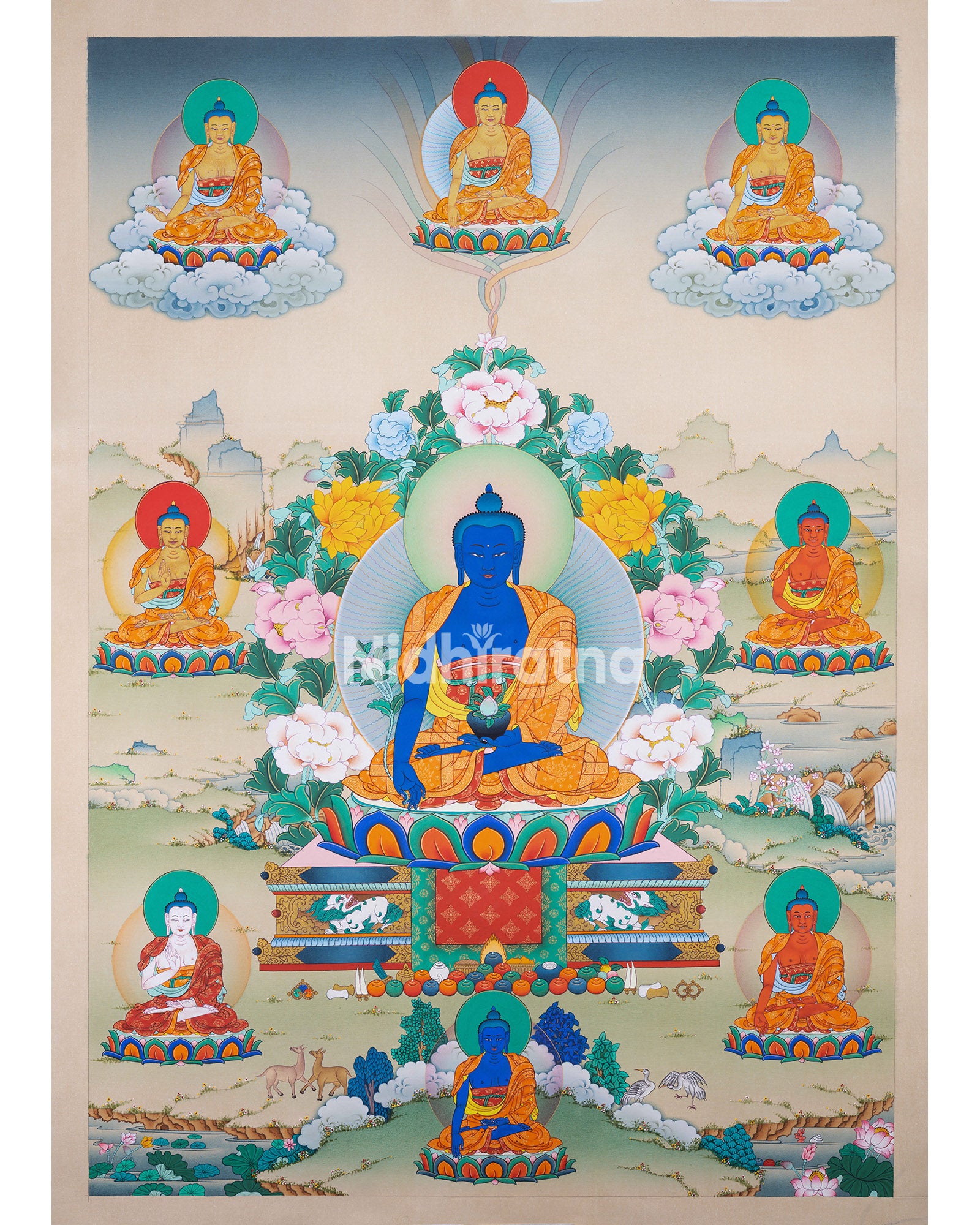 Asta Medicine Buddha Thangka Print