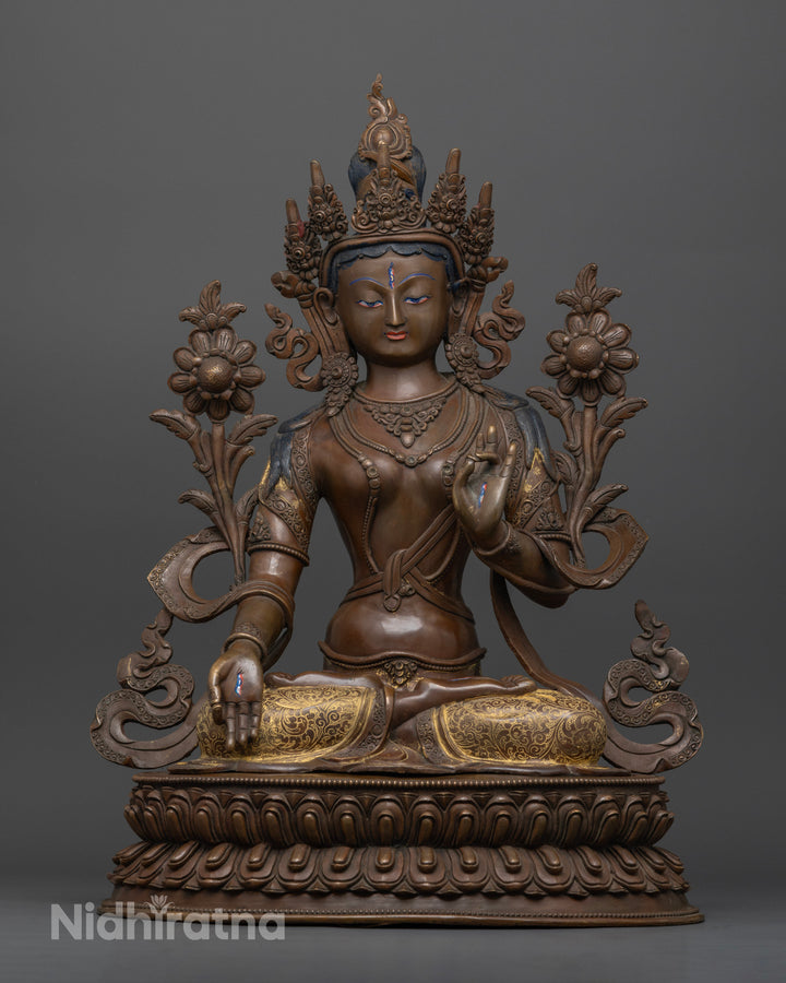 Antique Finish White Tara Statue for Spiritual Connection