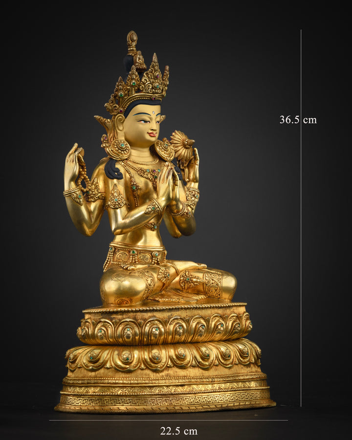 Tibetan Chenrezig Statue: Emblem of Compassion