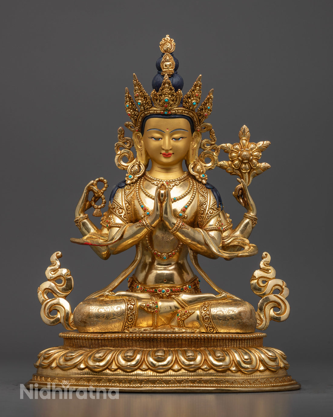 Tibetan Chenrezig Shadakshari Lokeshvara Statue