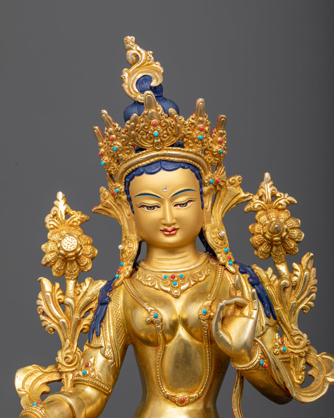 Radiant Resplendence: The Gold-Gilded Green Tara