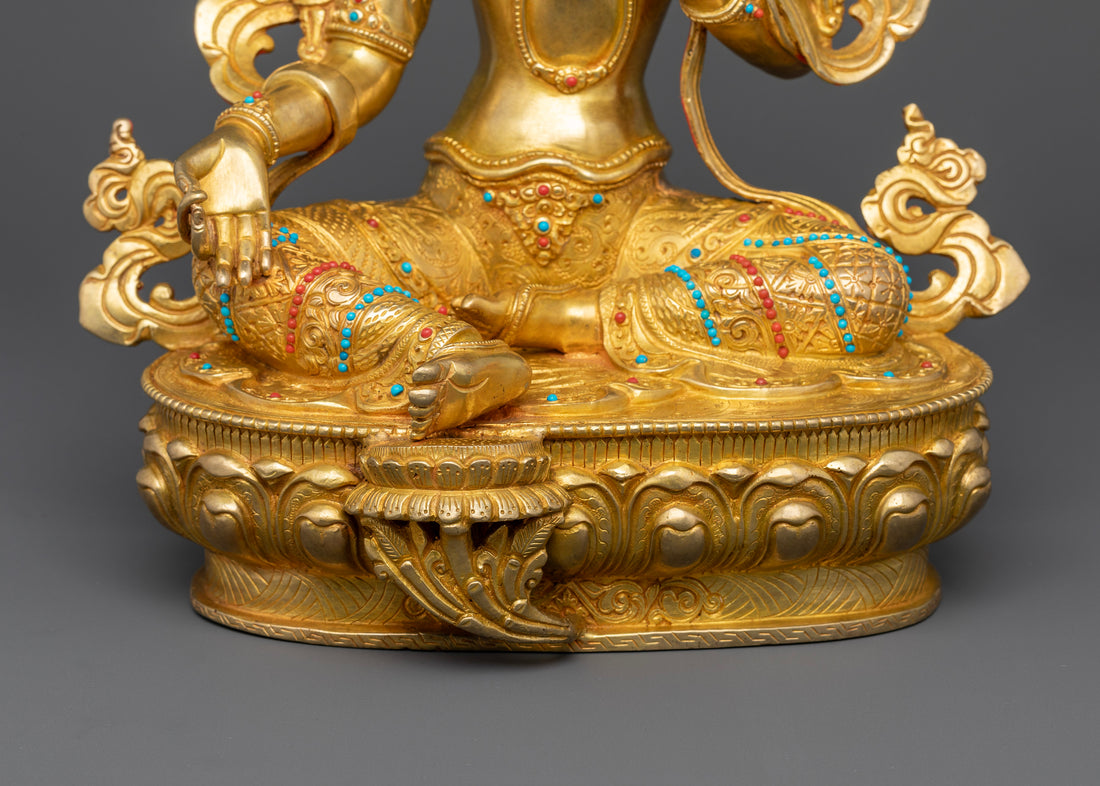 Radiant Resplendence: The Gold-Gilded Green Tara