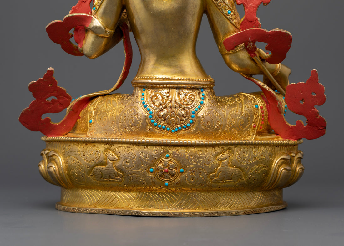 Radiant Resplendence: The Gold-Gilded Green Tara