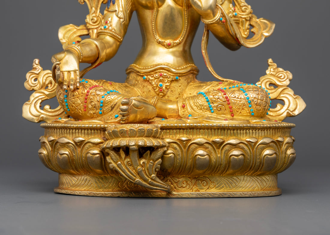 Radiant Resplendence: The Gold-Gilded Green Tara