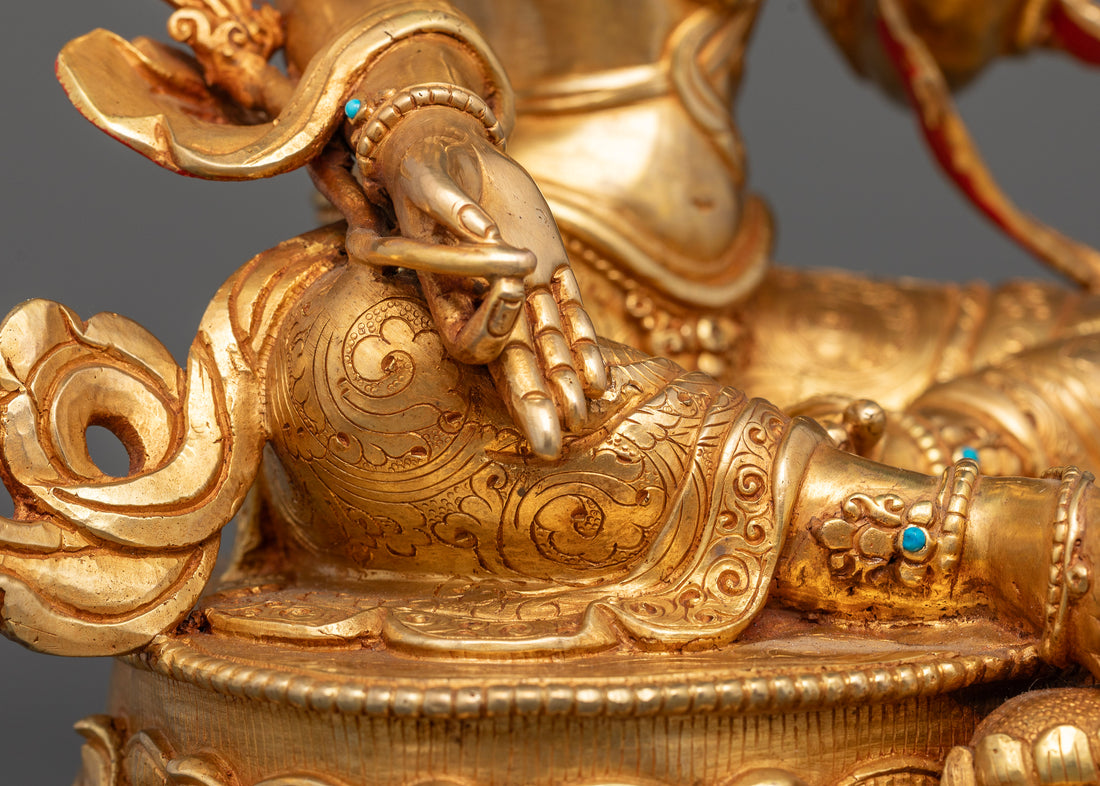 Gold Gilded Green Tara Statue