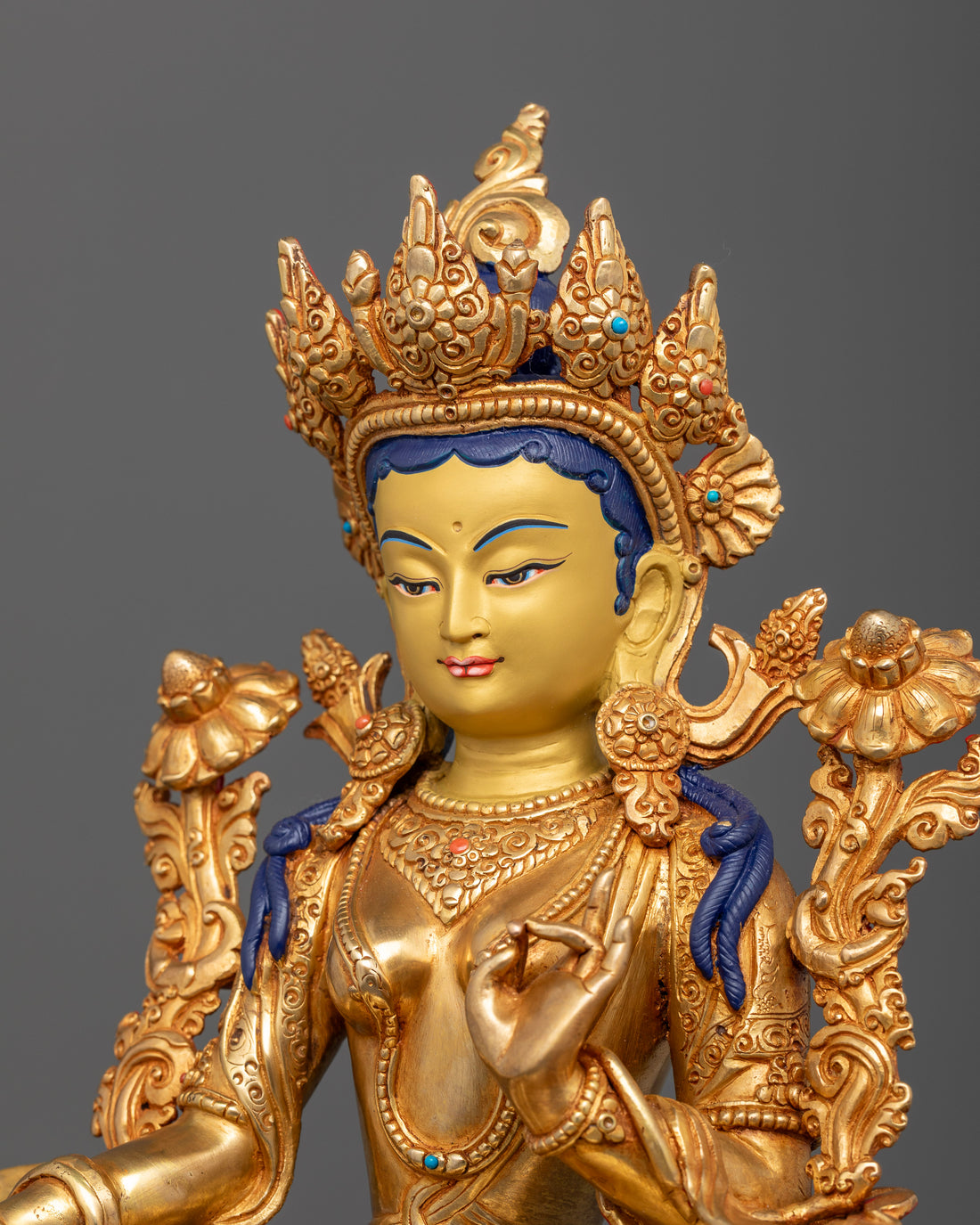 Gold Gilded Green Tara Statue