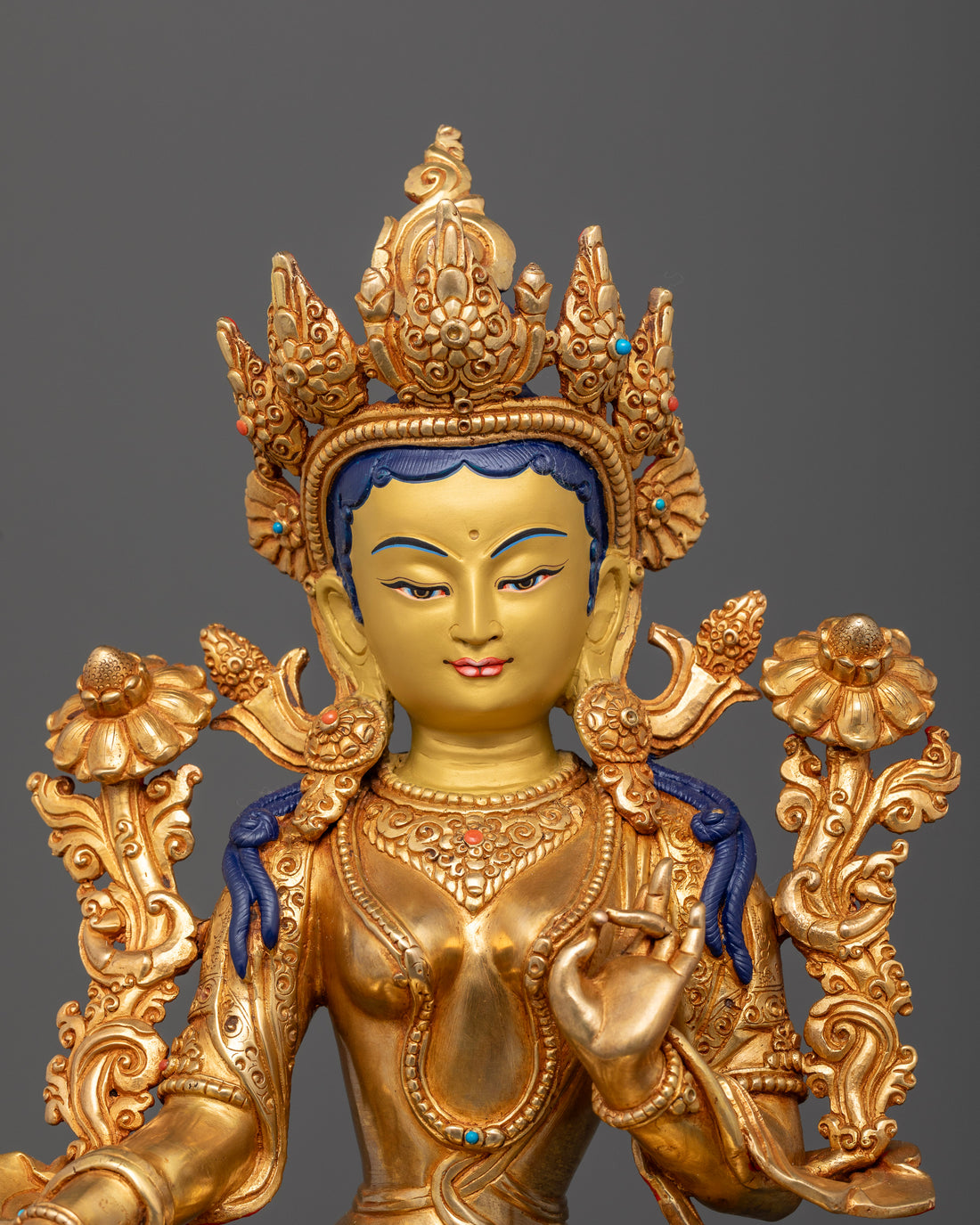 Gold Gilded Green Tara Statue