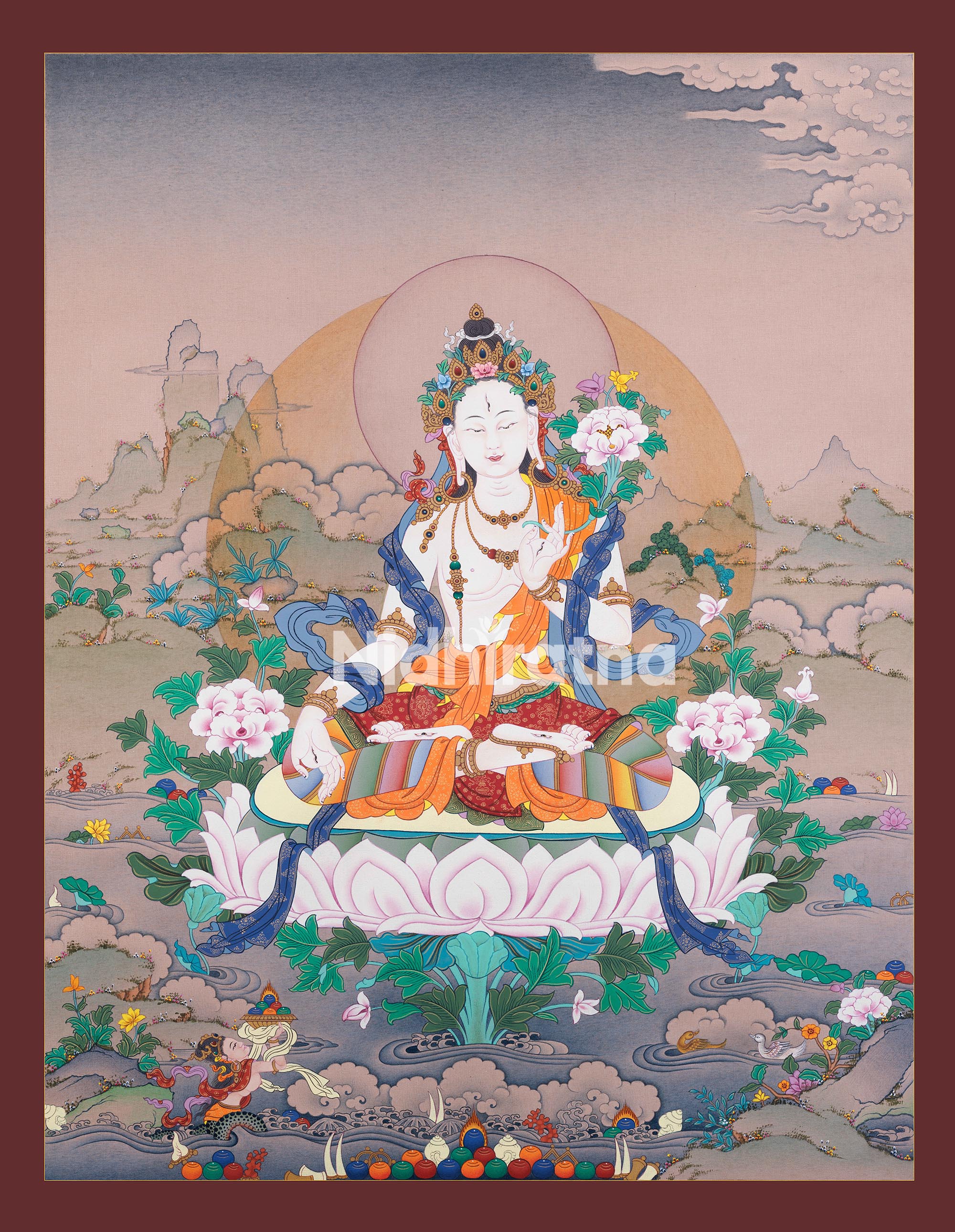 Tibetan White Tara Thangka Painting