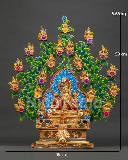 21 Tara Statue Set - Front View of Green Tara and Her 21 Emanations