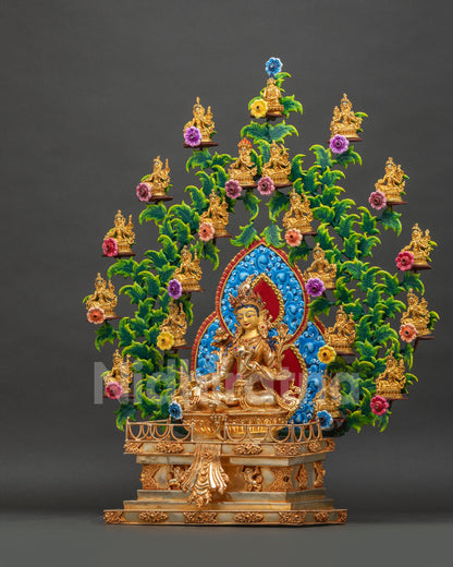 21 Tara Statue Set - Left Side View, Nepali Buddhist Sculpture