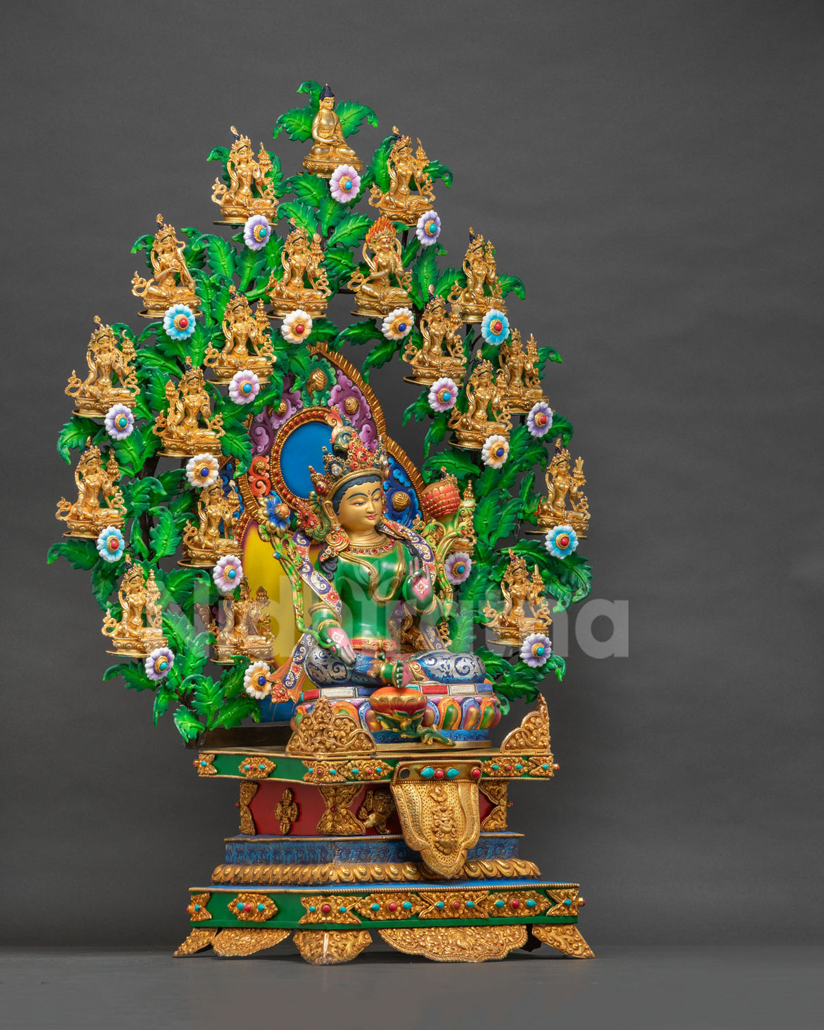 21 Tara Statue Set Right Side View - Handcrafted Copper Buddhist Sculpture