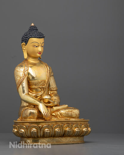24k Gold-Gilded Shakyamuni Buddha Statue | Acrylic Painted | Spiritual Decor