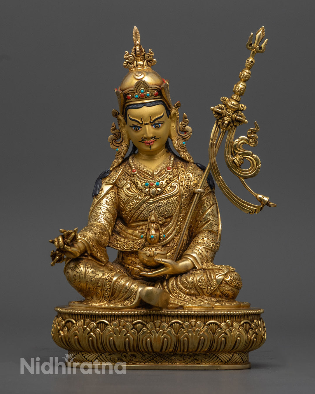 24k Gold Gilded Guru Rinpoche Statue