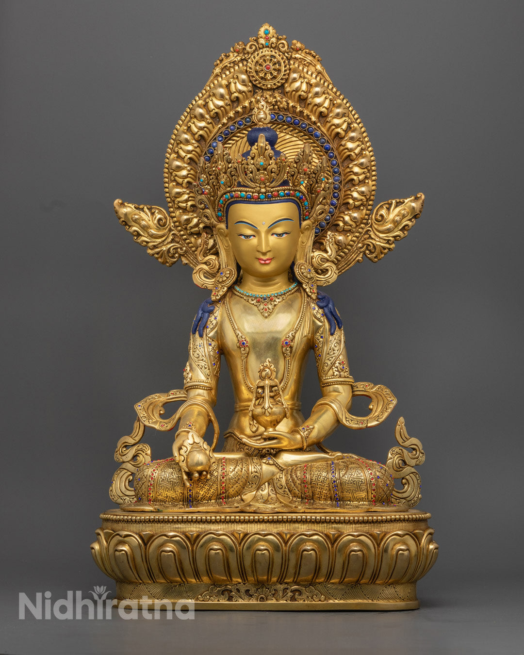 24k Gold Gilded Kshitigarbha Statue from Nepal