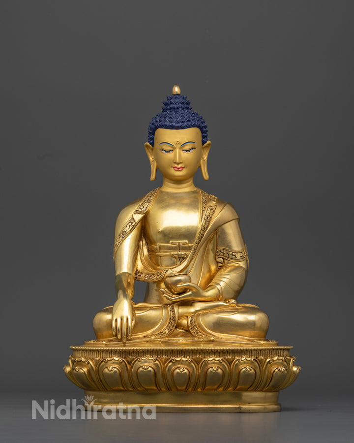 24k Pure Gold Glited Shakyamuni Buddha Statue | Lotus Seated Shakyamuni Buddha Statue | Meditation Statue