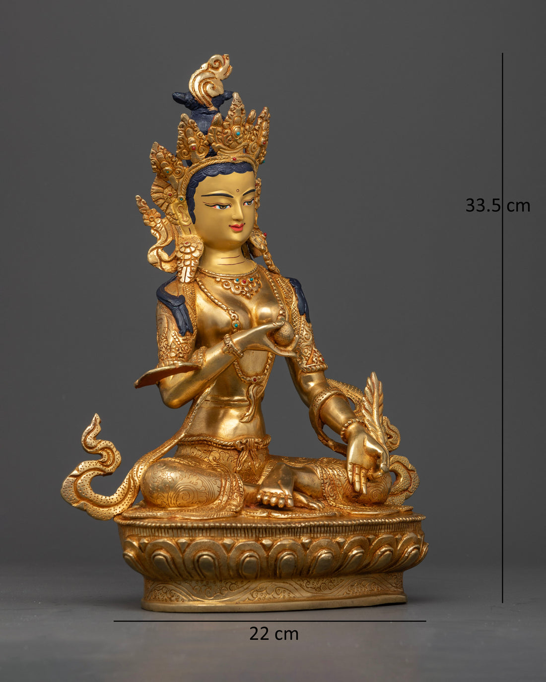 Kshitigarbha: Handcrafted Statue in Pure 24K Gold