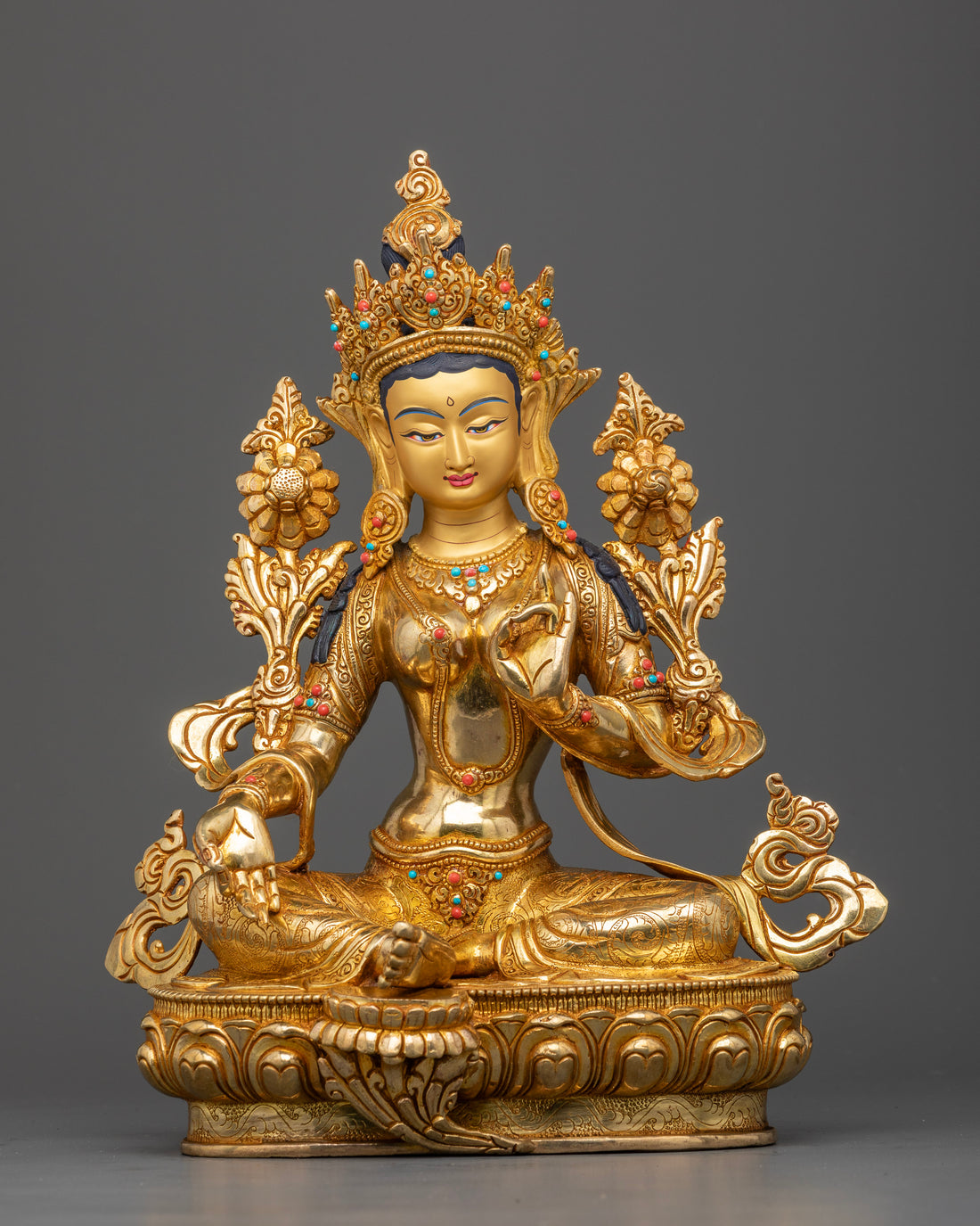 Golden Guardian: The Green Tara's Gilded Grace