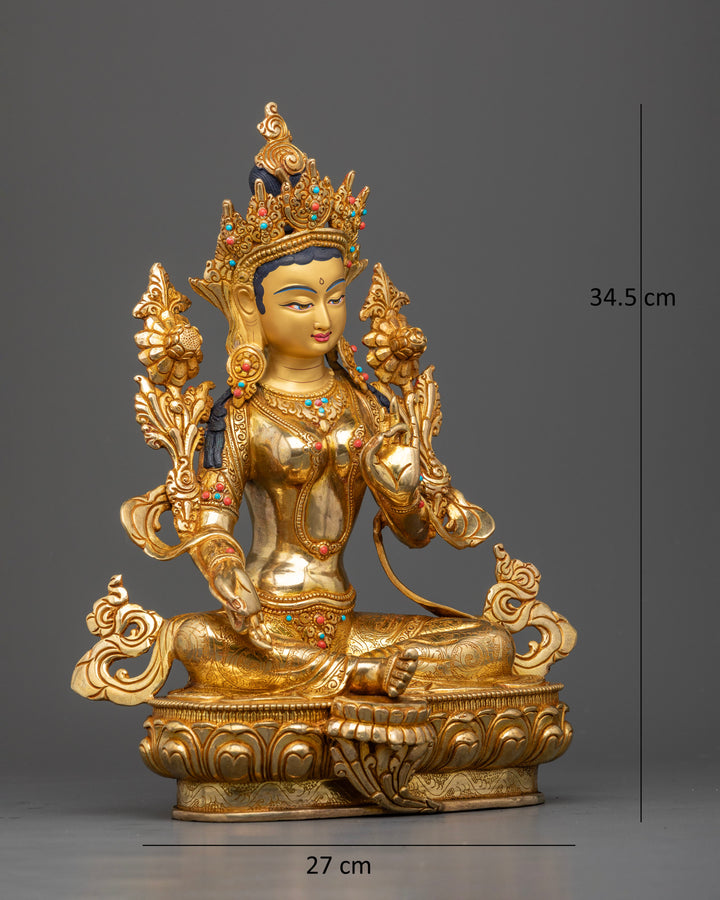 Golden Guardian: The Green Tara's Gilded Grace