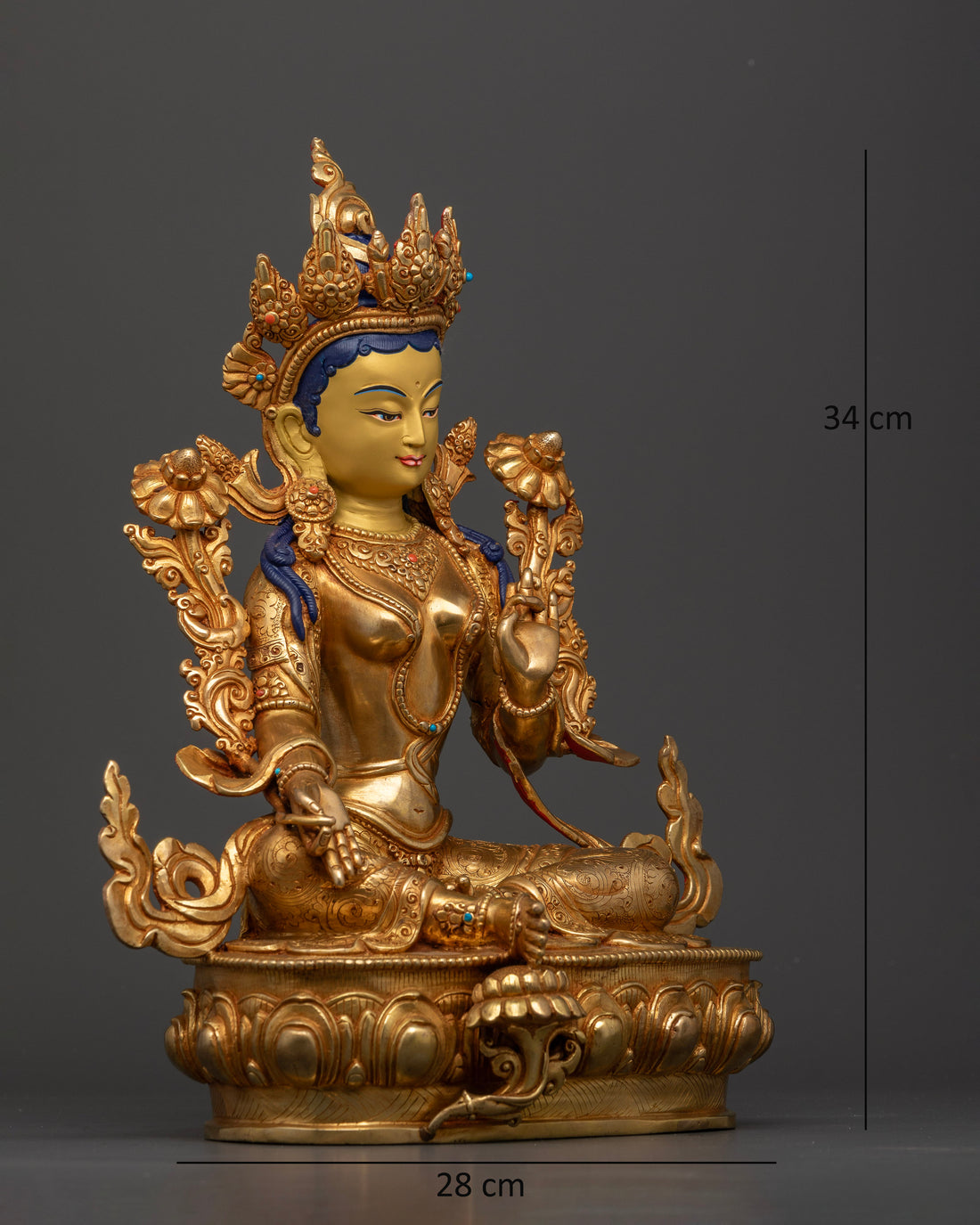 Gold Gilded Green Tara Statue