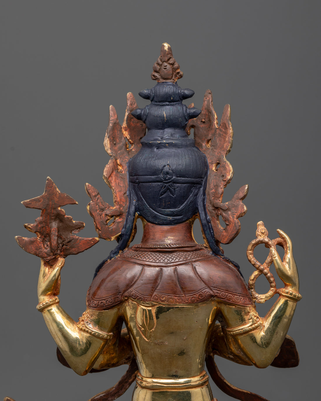 Chenrezig Avalokiteshvara Statue: The Embodiment of Compassion in Gold and Copper