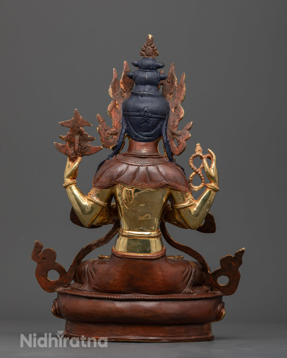 Chenrezig Avalokiteshvara Statue: The Embodiment of Compassion in Gold and Copper