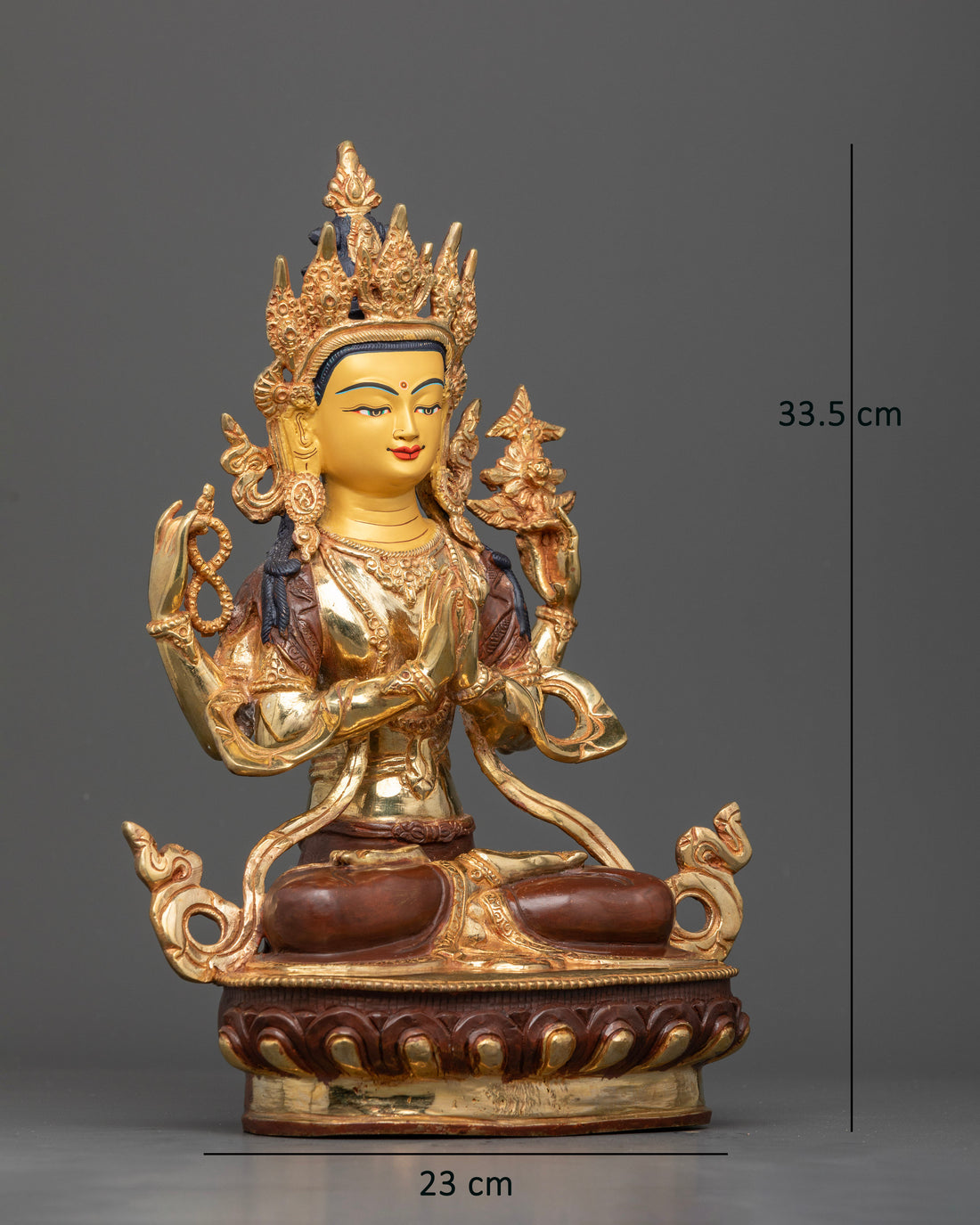 Chenrezig Avalokiteshvara Statue: The Embodiment of Compassion in Gold and Copper