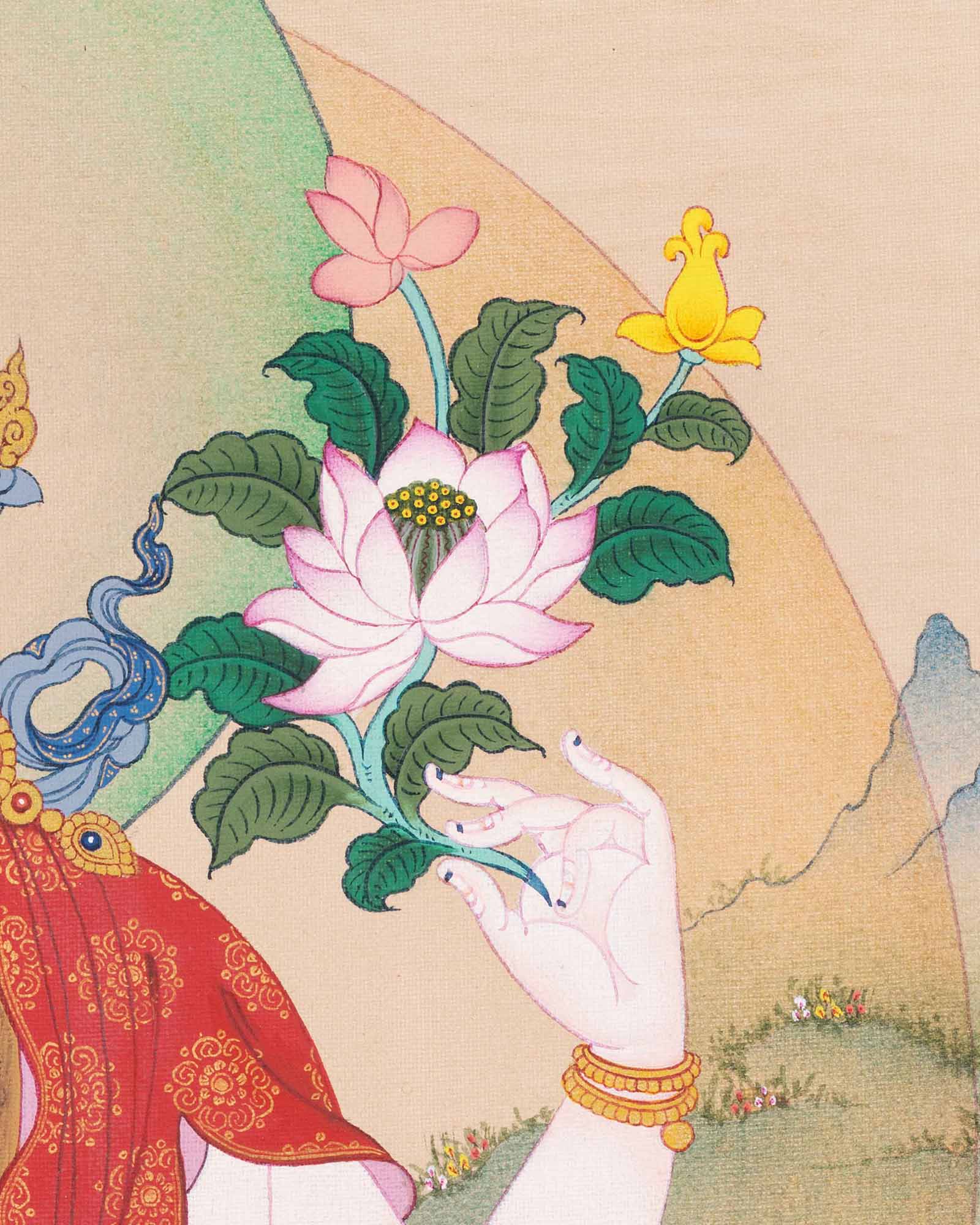 Chenrezig Thangka Print – Tibetan Buddhist Wall Art from Nepal