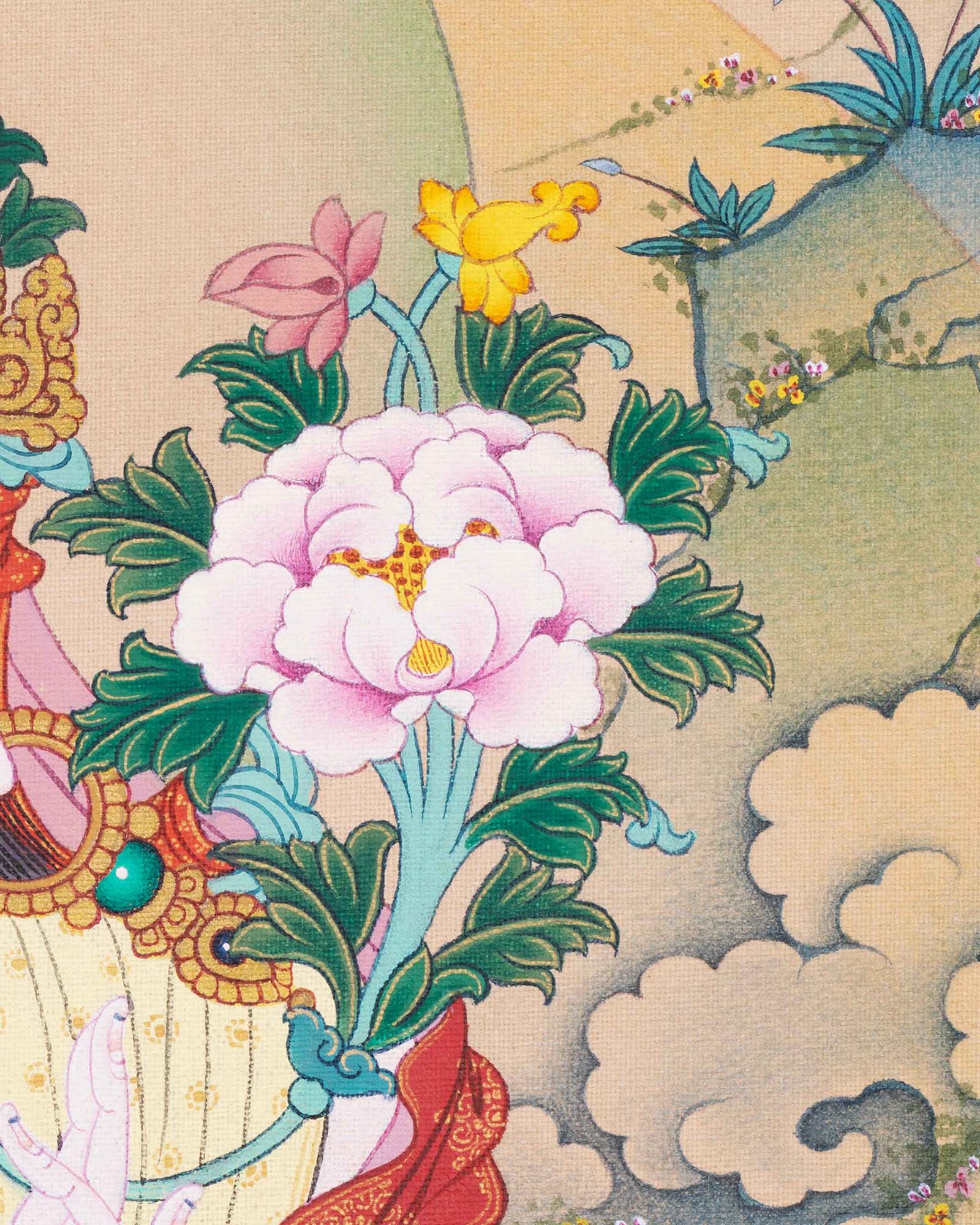 White Tara Thangka Print from Nepal for Meditation & Spiritual Decor