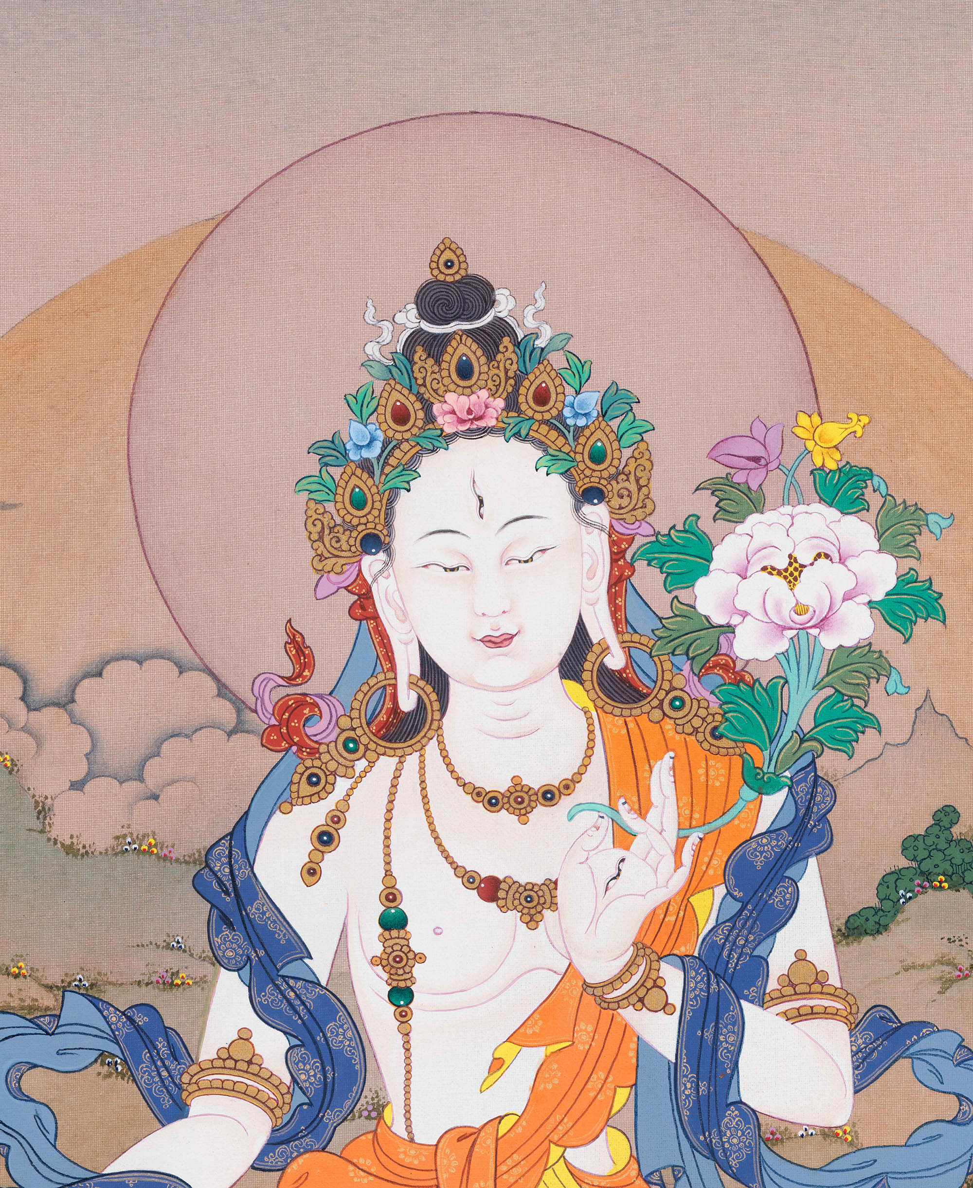 Tibetan White Tara Thangka Painting